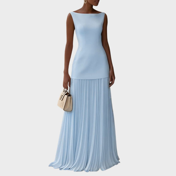 Valantomode | Stylish Sleeveless Dress with Elegant Flowing Pleats