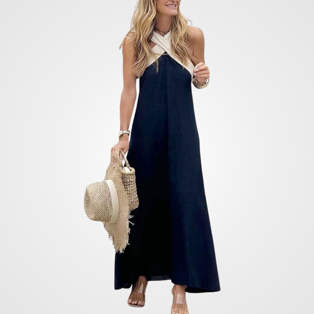 Valantomode | Chic Cross-Neck Dress for Stylish Summer Outings