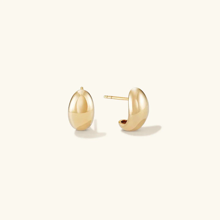 Valantomode | Plated Organic Bean-Shaped Minimalist Earrings for Women