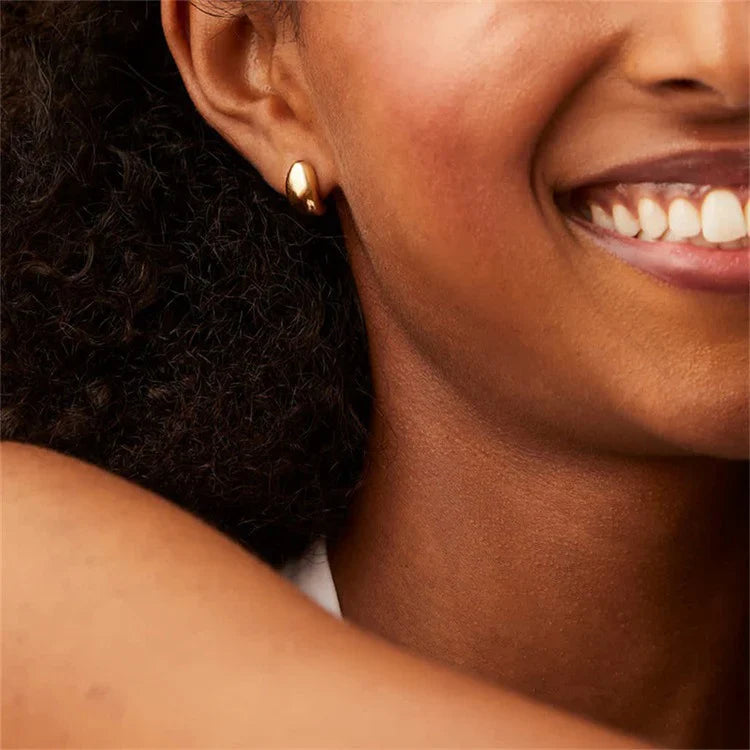 Valantomode | Plated Organic Bean-Shaped Minimalist Earrings for Women