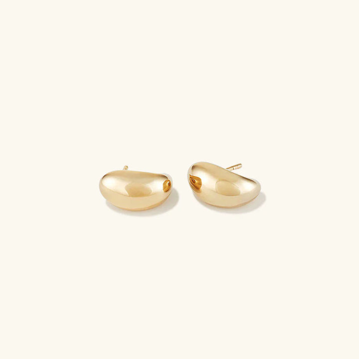 Valantomode | Plated Organic Bean-Shaped Minimalist Earrings for Women