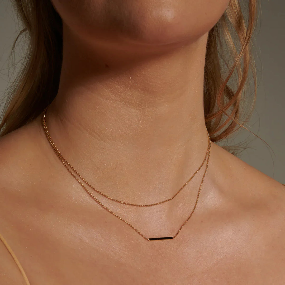 Valantomode | Plated Dual-Chain Nova Bar Necklace with Monolithic Linear Architecture