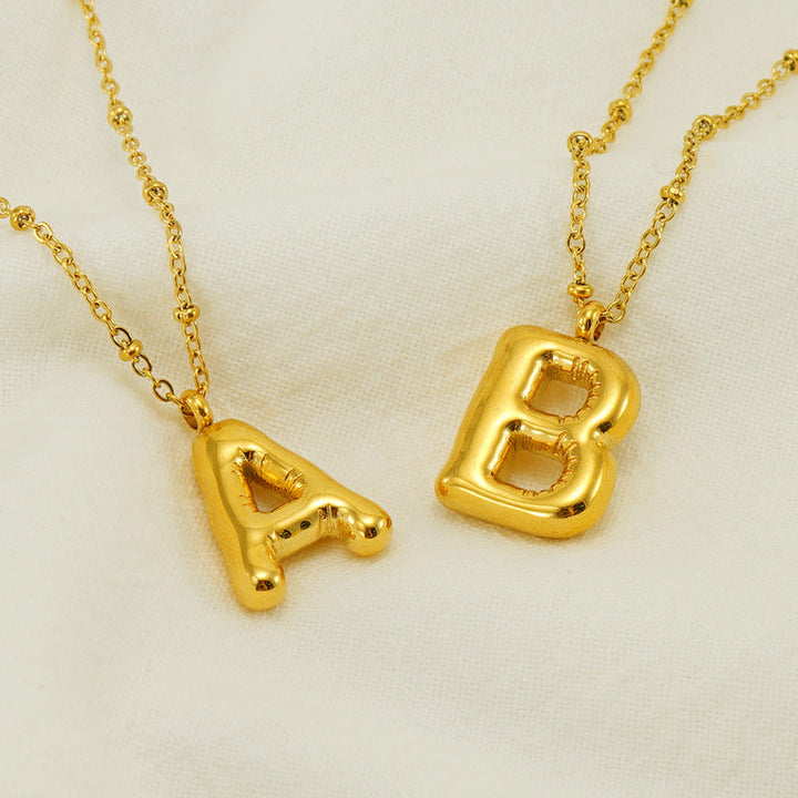 Valantomode | Gold Plated Volumetric Balloon Letter Necklace for Women