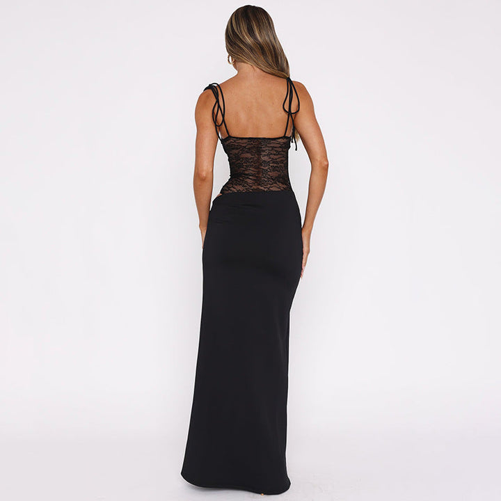 Valantomode | Elegant Lace Bodice Maxi Dress for Effortless Style