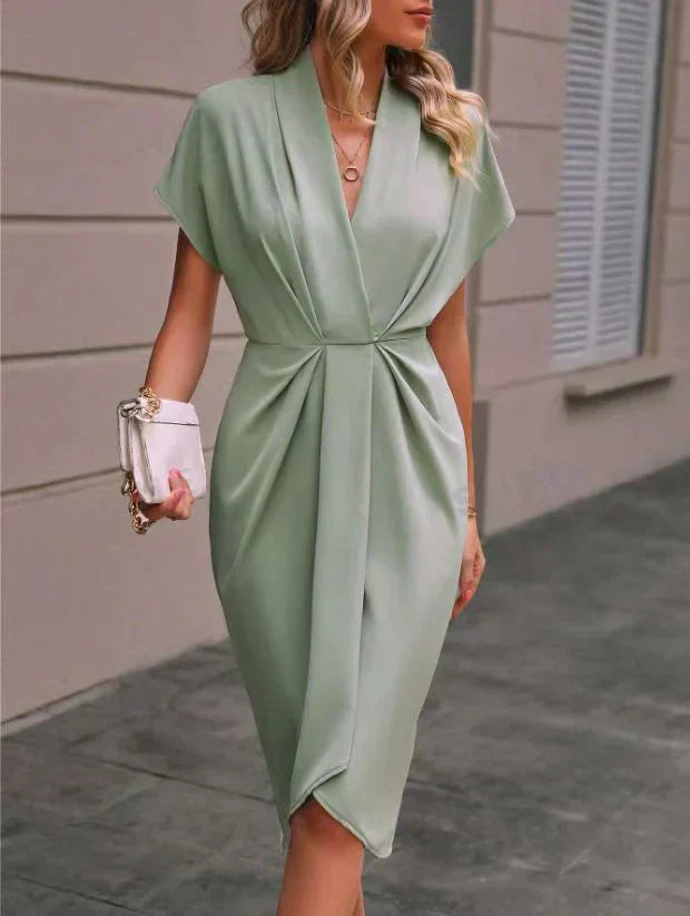 Valantomode | Stylish Black Midi Wrap Dress for Chic Women