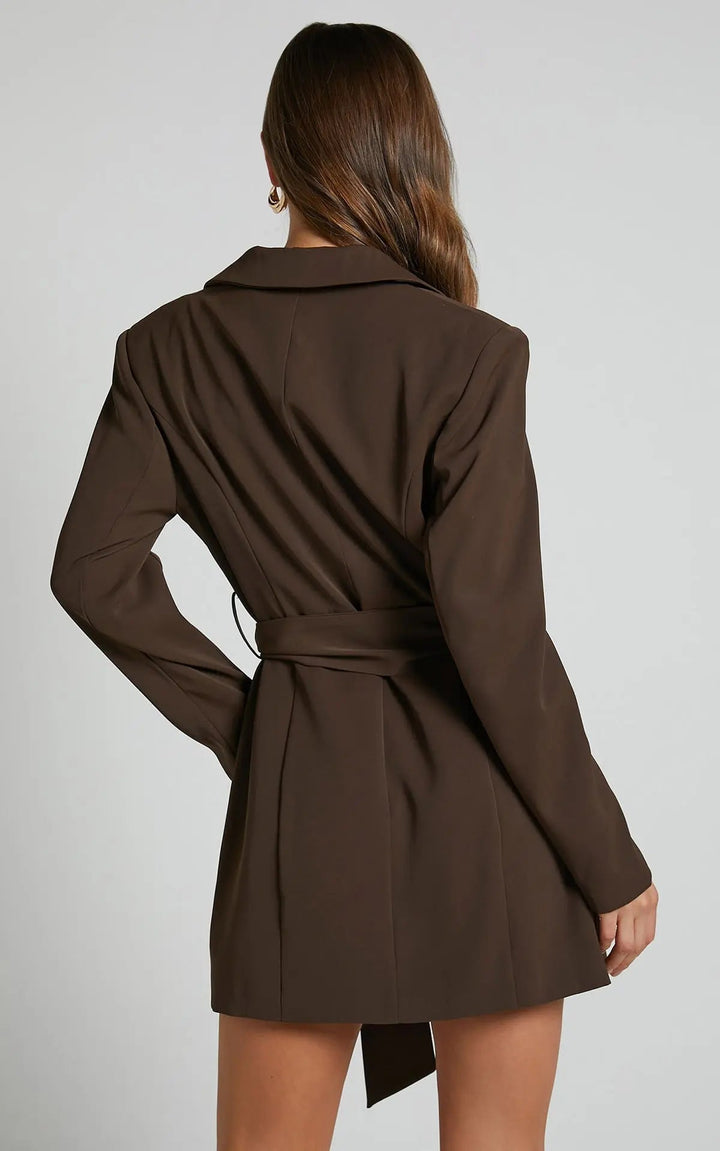 Valantomode | Chic Blazer Dress with Belt for Stylish Women's Fashion