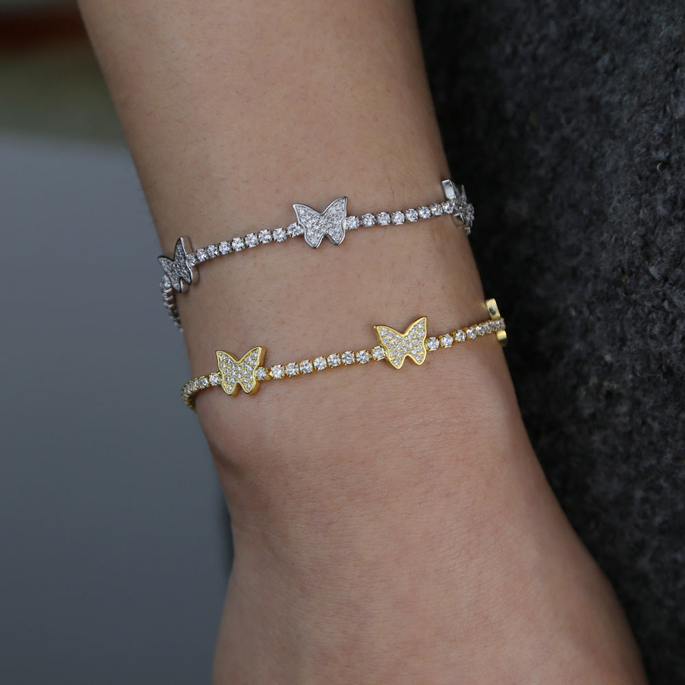 Valantomode | Plated Lepidopteran Charm Bracelet with High-Refractive Cubic Zirconia Assets