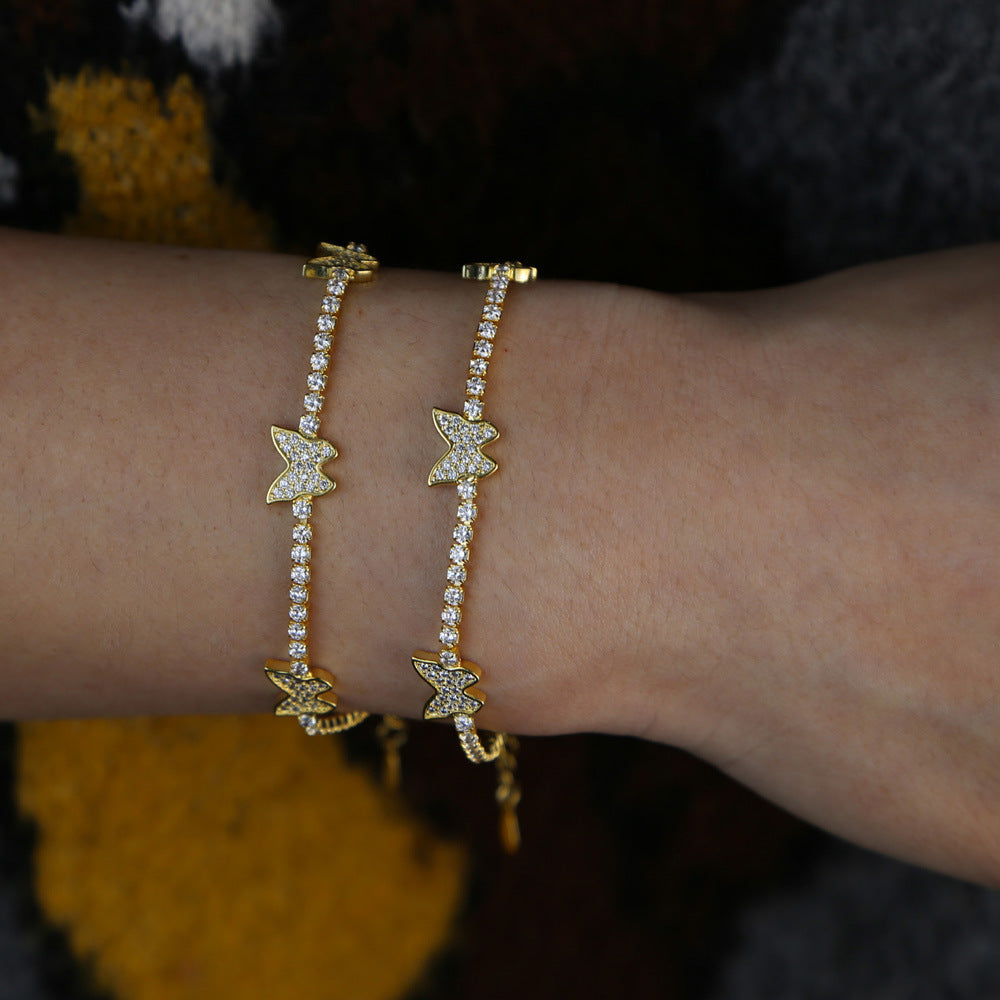 Valantomode | Plated Lepidopteran Charm Bracelet with High-Refractive Cubic Zirconia Assets