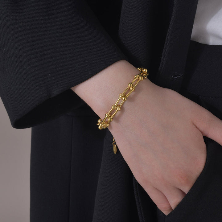Valantomode | Heavyweight Gold Plated Link Bracelet for Women