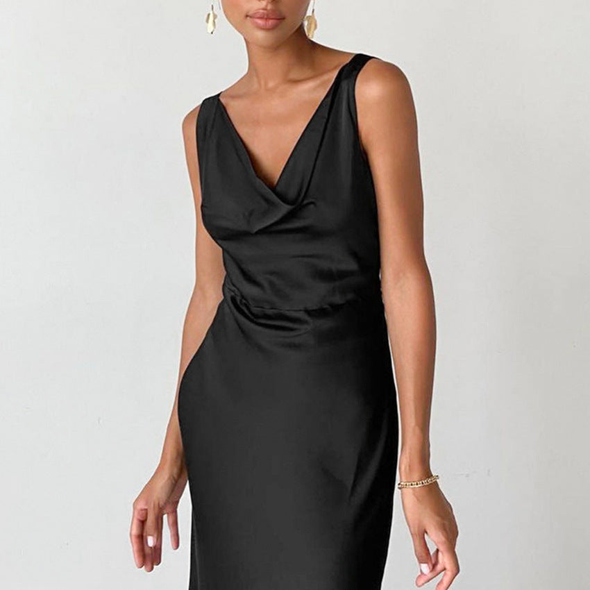 Valantomode | Elegant Maxi Dress with Stylish Draped Neckline