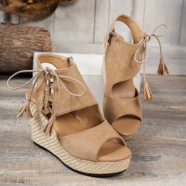Valantomode | Women's Wedge Sandals - Peep-Toe & All-Day Comfort