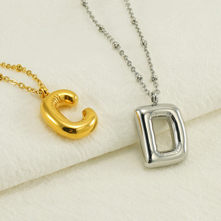 Valantomode | Gold Plated Volumetric Balloon Letter Necklace for Women