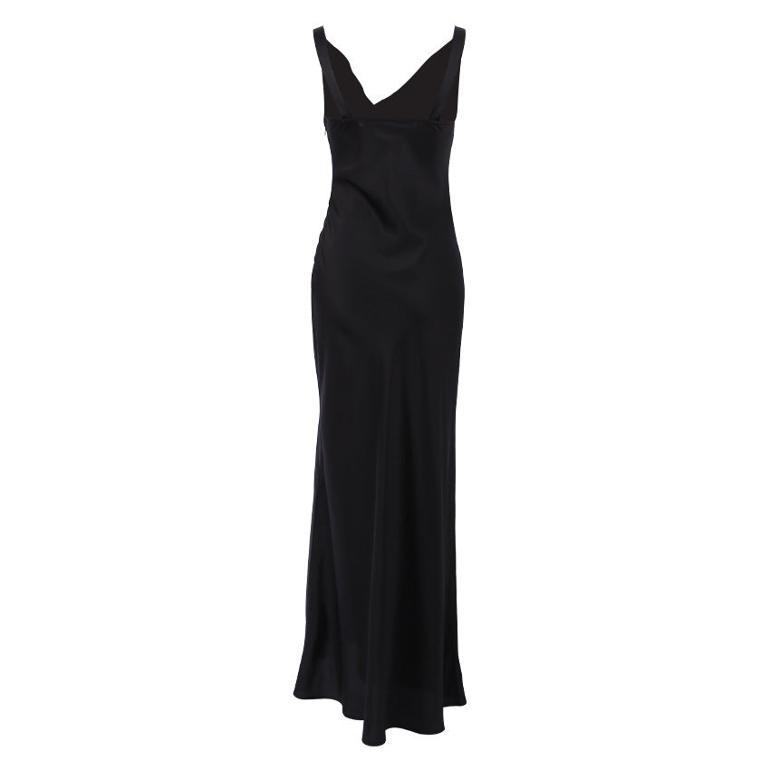 Valantomode | Elegant Maxi Dress with Stylish Draped Neckline