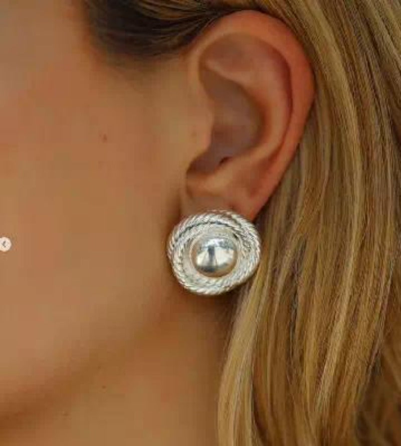 Valantomode | Plated Helical Spiral Earrings with Central Orb Focal Point for Women