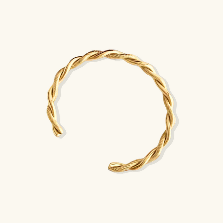 Valantomode | Plated Olivia Braid Bangle with Interwoven-Linear Architecture and Rhythmic Geometry