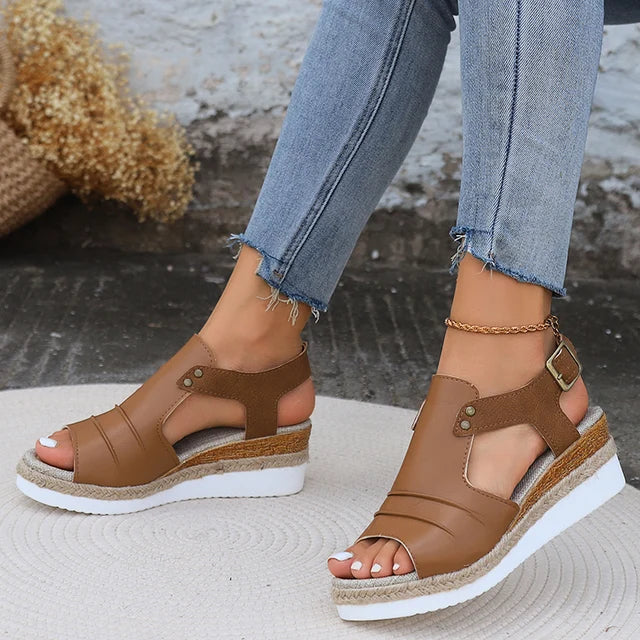 Valantomode | Women's Open Toe Wedge Sandals - Stylish & Comfortable