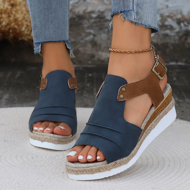 Valantomode | Women's Open Toe Wedge Sandals - Stylish & Comfortable