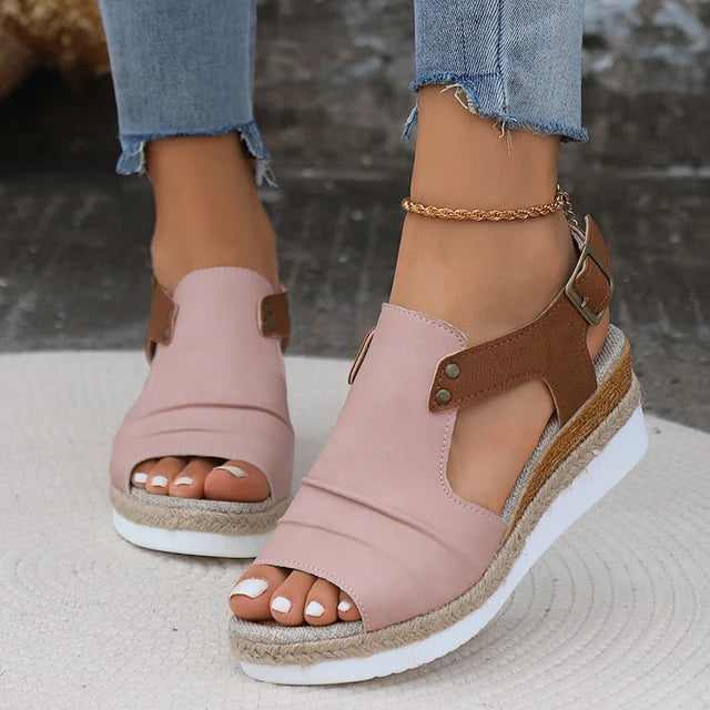 Valantomode | Women's Open Toe Wedge Sandals - Stylish & Comfortable
