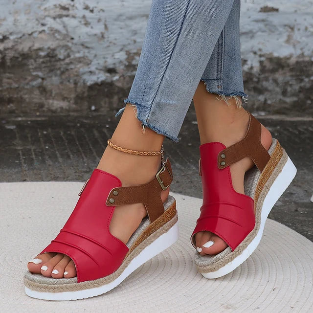Valantomode | Women's Open Toe Wedge Sandals - Stylish & Comfortable