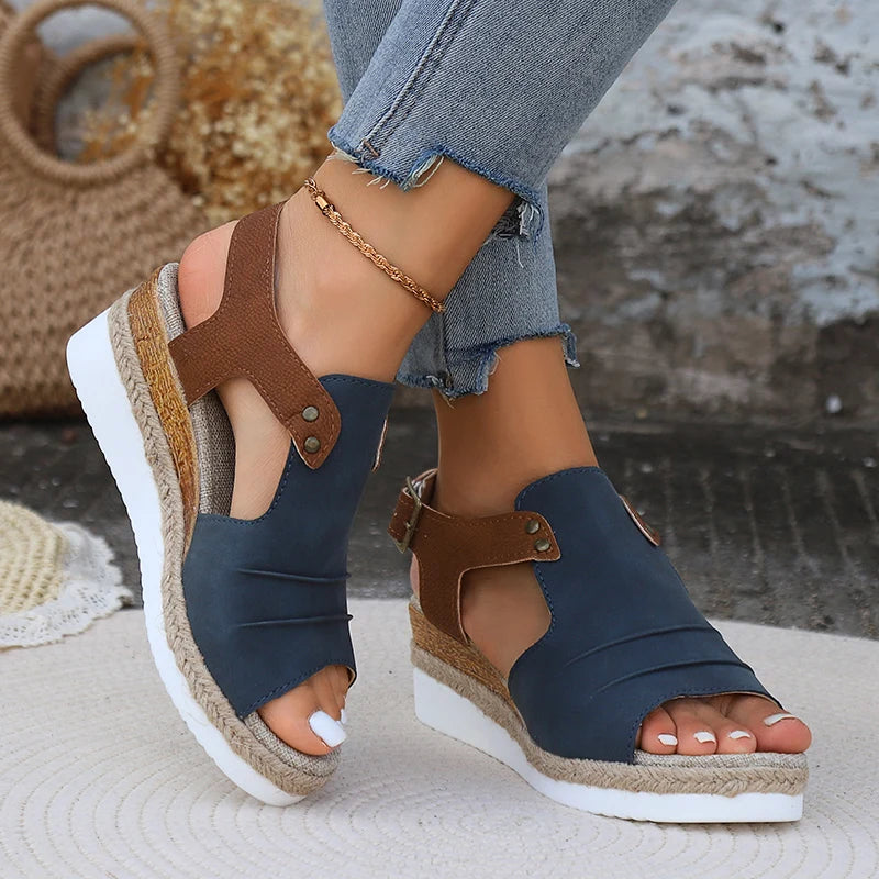 Valantomode | Women's Open Toe Wedge Sandals - Stylish & Comfortable