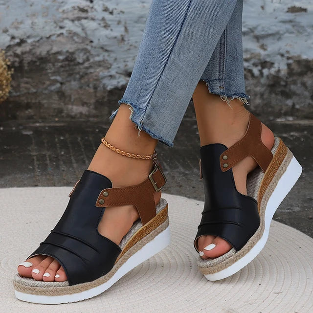 Valantomode | Women's Open Toe Wedge Sandals - Stylish & Comfortable