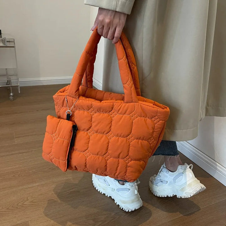 Valantomode | The Veridian Cubic Garrison – Women's Premium Boxy Quilted Puffer Tote