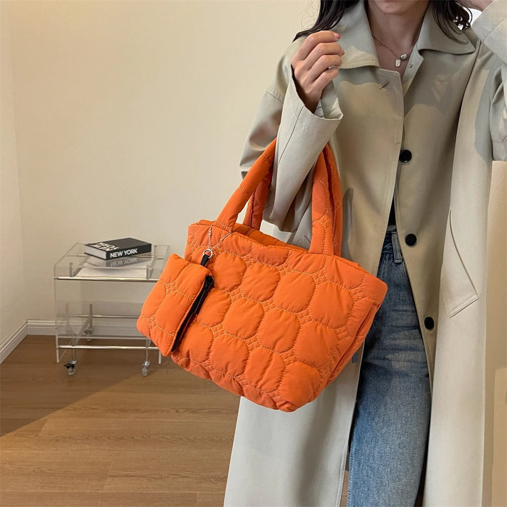 Valantomode | The Veridian Cubic Garrison – Women's Premium Boxy Quilted Puffer Tote