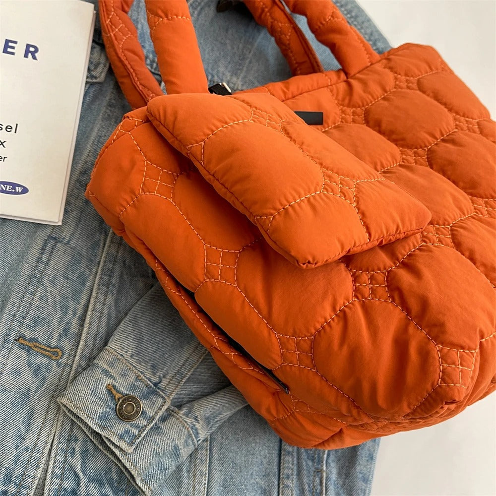 Valantomode | The Veridian Cubic Garrison – Women's Premium Boxy Quilted Puffer Tote
