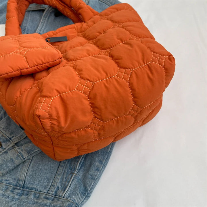 Valantomode | The Veridian Cubic Garrison – Women's Premium Boxy Quilted Puffer Tote