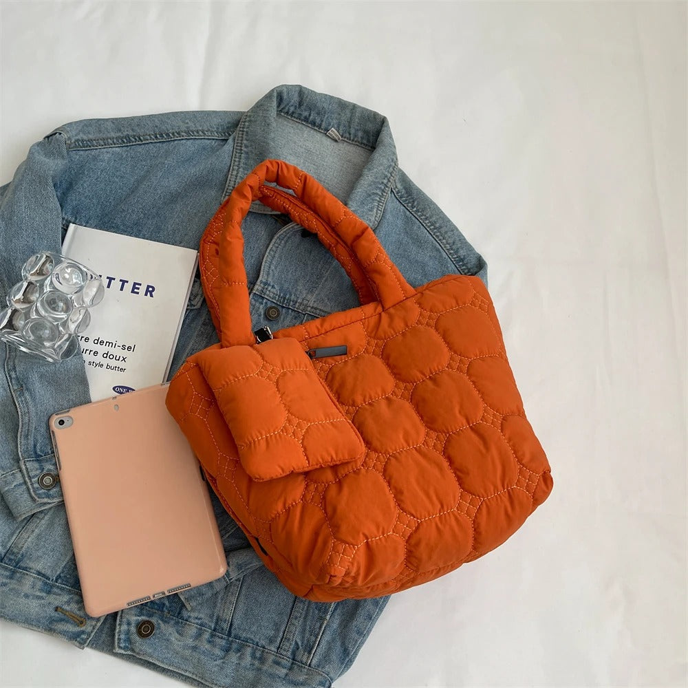 Valantomode | The Veridian Cubic Garrison – Women's Premium Boxy Quilted Puffer Tote