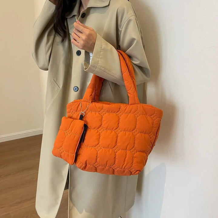 Valantomode | The Veridian Cubic Garrison – Women's Premium Boxy Quilted Puffer Tote
