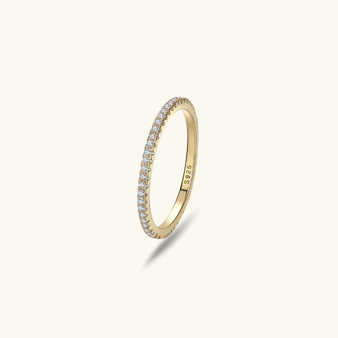 Valantomode | Gold Plated Slim CZ Ring for Women