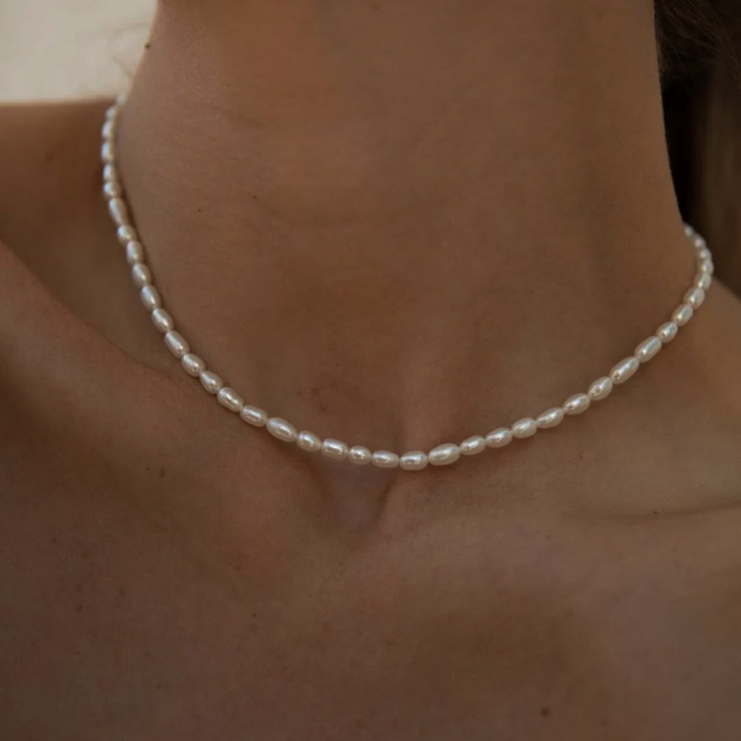 Valantomode | Plated Freshwater Pearl Necklace with Serial Organic Structuralism