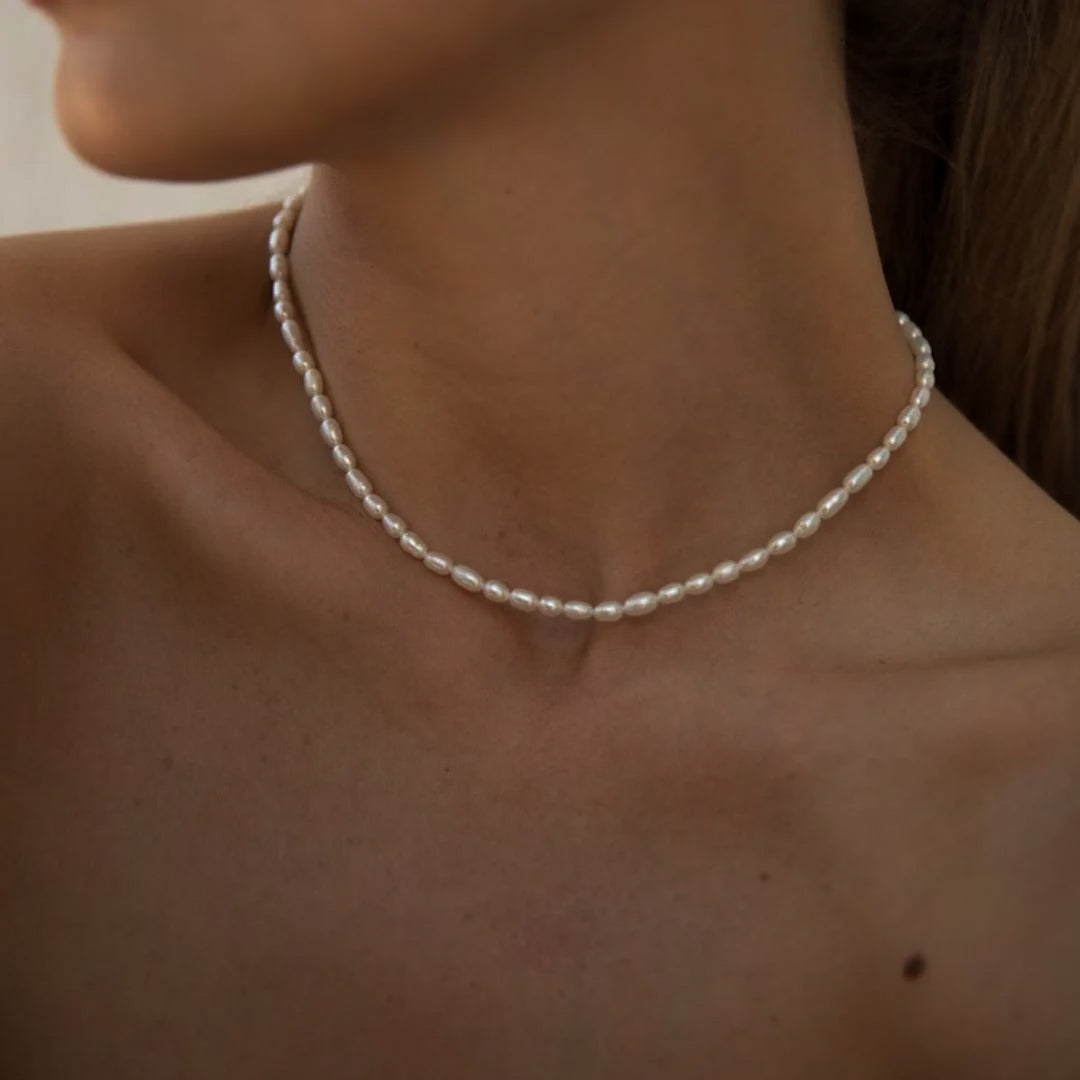 Valantomode | Plated Freshwater Pearl Necklace with Serial Organic Structuralism
