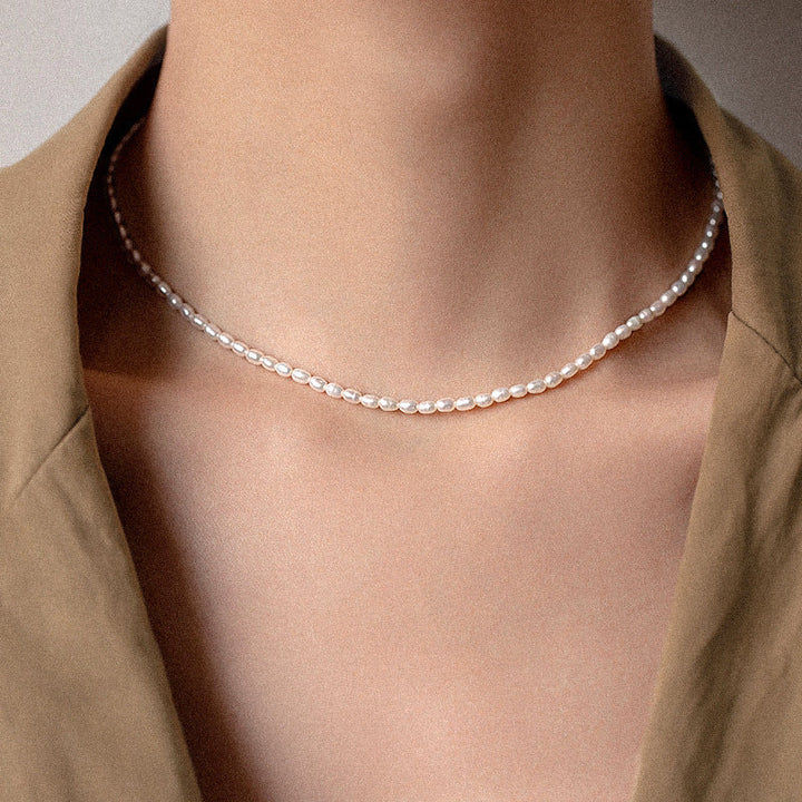 Valantomode | Plated Freshwater Pearl Necklace with Serial Organic Structuralism