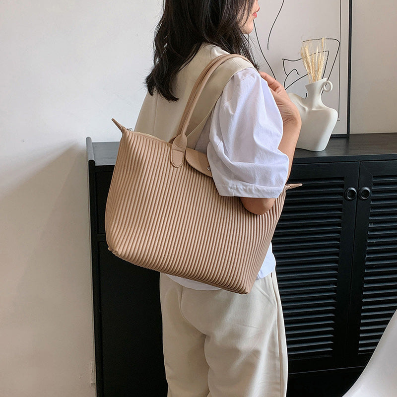 Valantomode | The Pleated Garrison – Women's Premium Architectural Top-Handle Tote