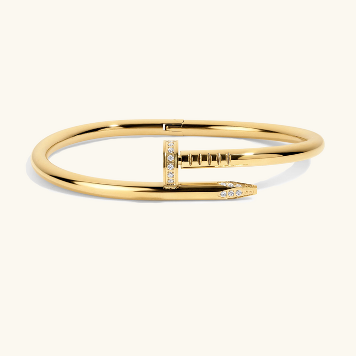 Valantomode | Gold Plated Industrial Nail Bangle for Women