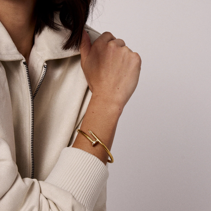 Valantomode | Gold Plated Industrial Nail Bangle for Women