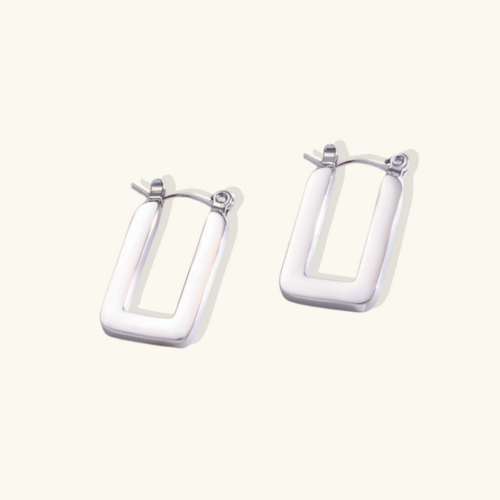 Valantomode | Plated Rectangular Monolithic Earrings with High-Polish Mirror Finish