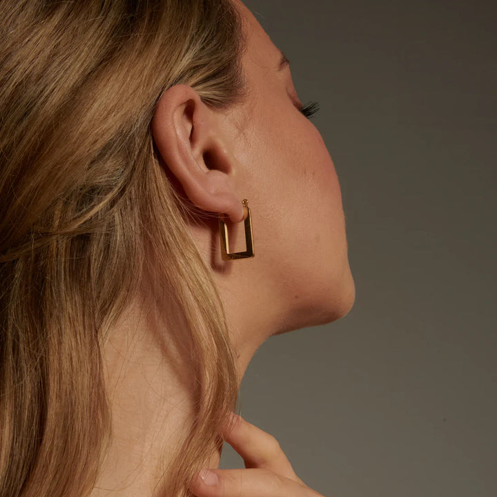 Valantomode | Plated Rectangular Monolithic Earrings with High-Polish Mirror Finish