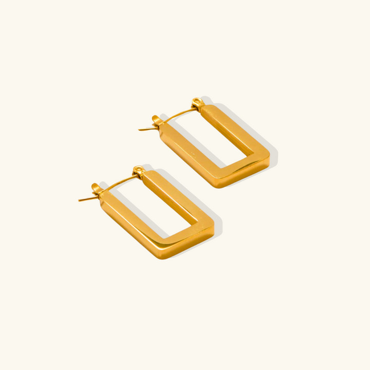 Valantomode | Plated Rectangular Monolithic Earrings with High-Polish Mirror Finish