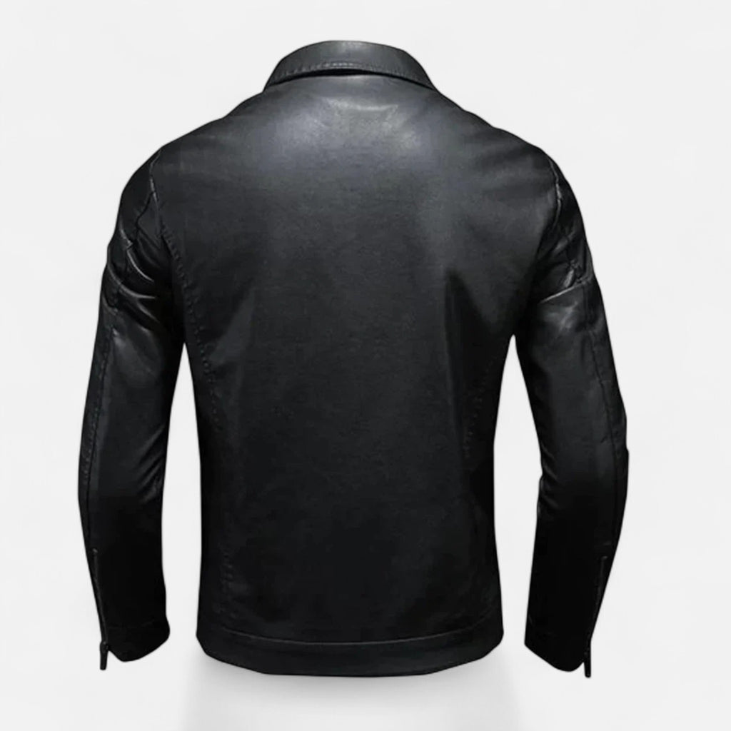 ValantoMode | Men’s Black Leather Coat – Modern Fit