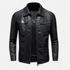 ValantoMode | Men’s Black Leather Coat – Modern Fit