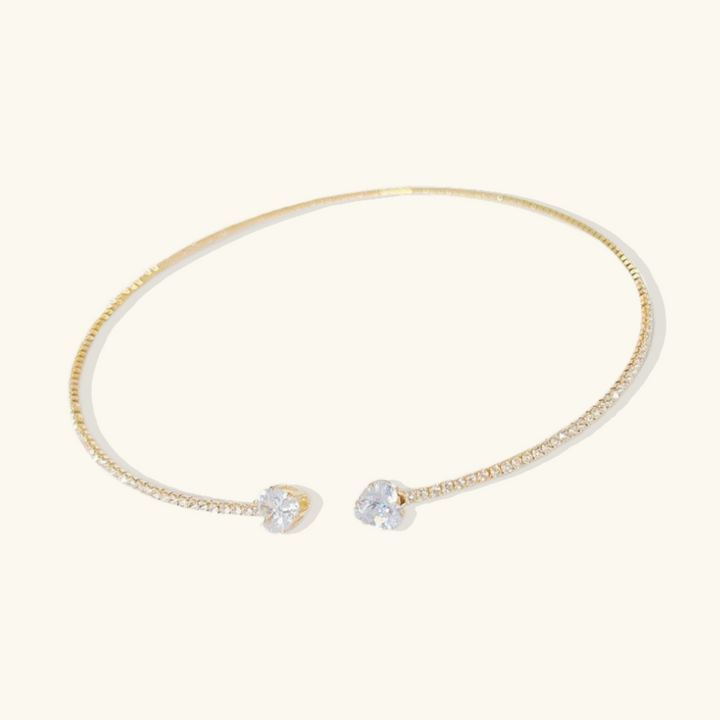 Valantomode | Gold Plated Heart Cut Diamond Simulant Choker for Women