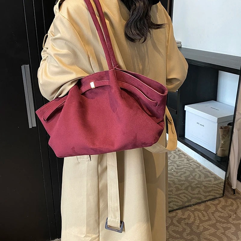 Valantomode | Velvet Horizon Garrison – 46cm Premium Vegan Suede Oversized Business Tote