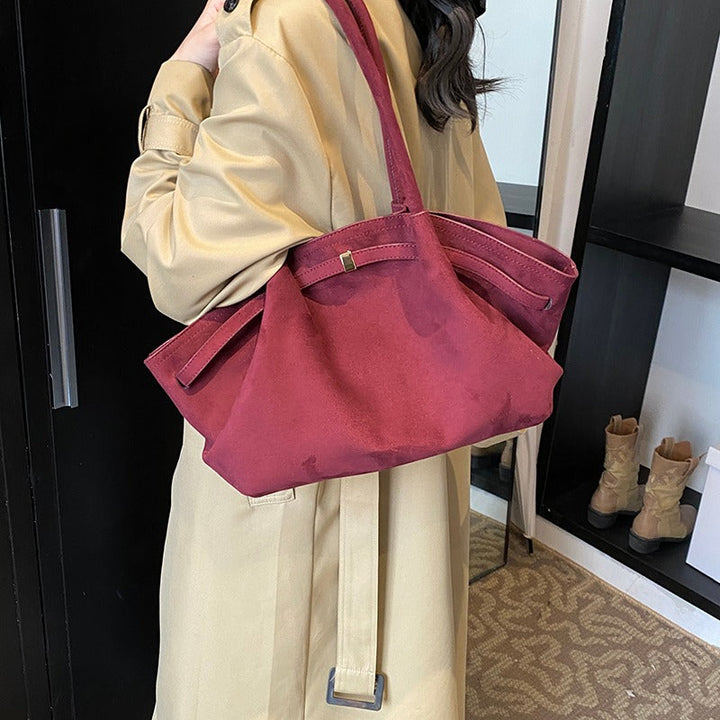 Valantomode | Velvet Horizon Garrison – 46cm Premium Vegan Suede Oversized Business Tote