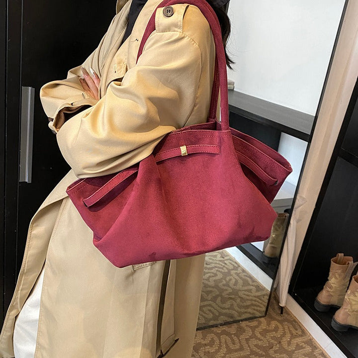 Valantomode | Velvet Horizon Garrison – 46cm Premium Vegan Suede Oversized Business Tote