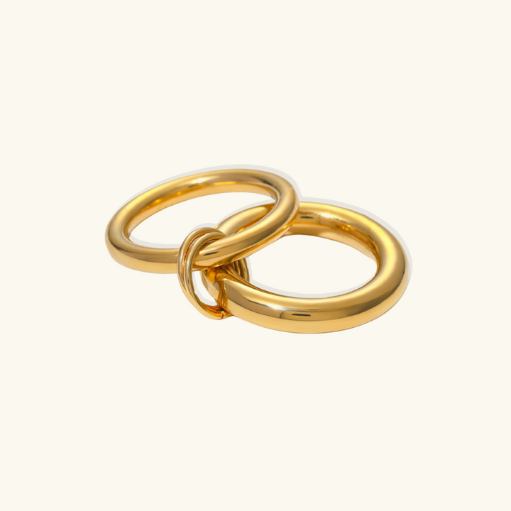 Valantomode | Plated Interlocking Dual-Band Sculptural Ring for Women