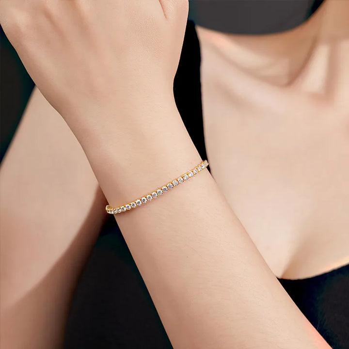Valantomode | Gold Plated Ruby Tennis Bracelet for Women