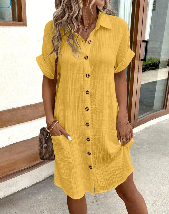 Valantomode | Charming V-Neck Mini Dress for Your Vacation Wardrobe